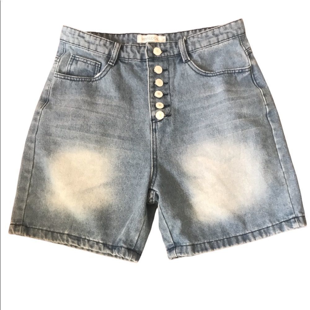 Mislook button fly high waisted denim mom shorts size medium